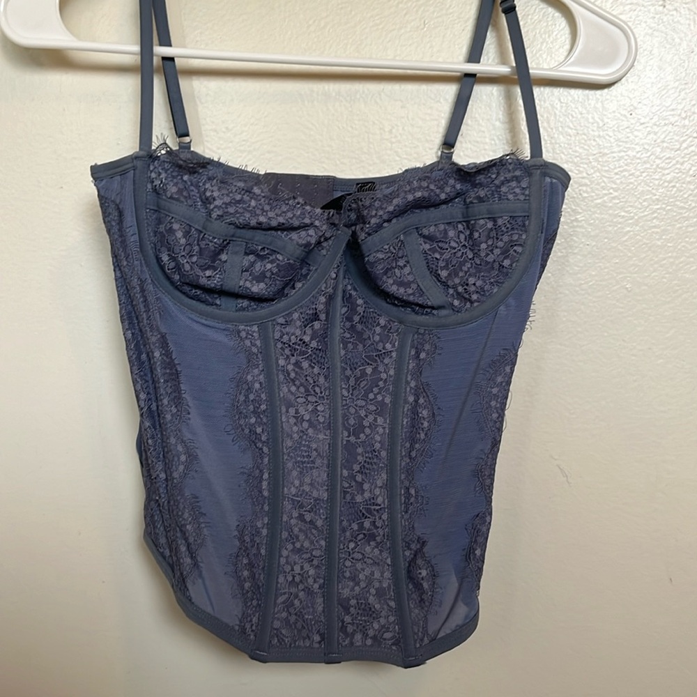Out from Under Modern Love Blue Corset Size L
